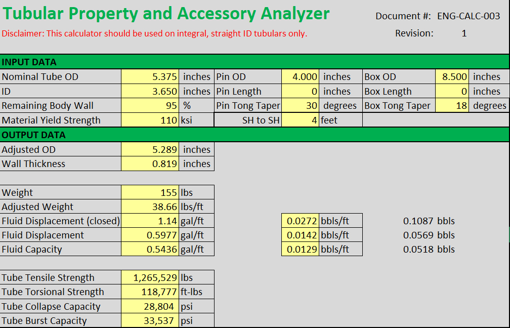 Tubular Property and Accessory Analyzer